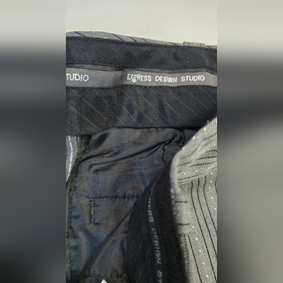 Express Design Studio Editor Trouser Suit Pants - Gray Striped - Picture 9 of 9